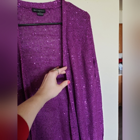 NWOT Elegant sparkled fuchsia cardigan - Picture 13 of 14